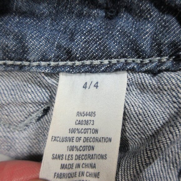 American Eagle womens dark distressed side buttons flap jean shorts 4 EUC - Picture 3 of 5